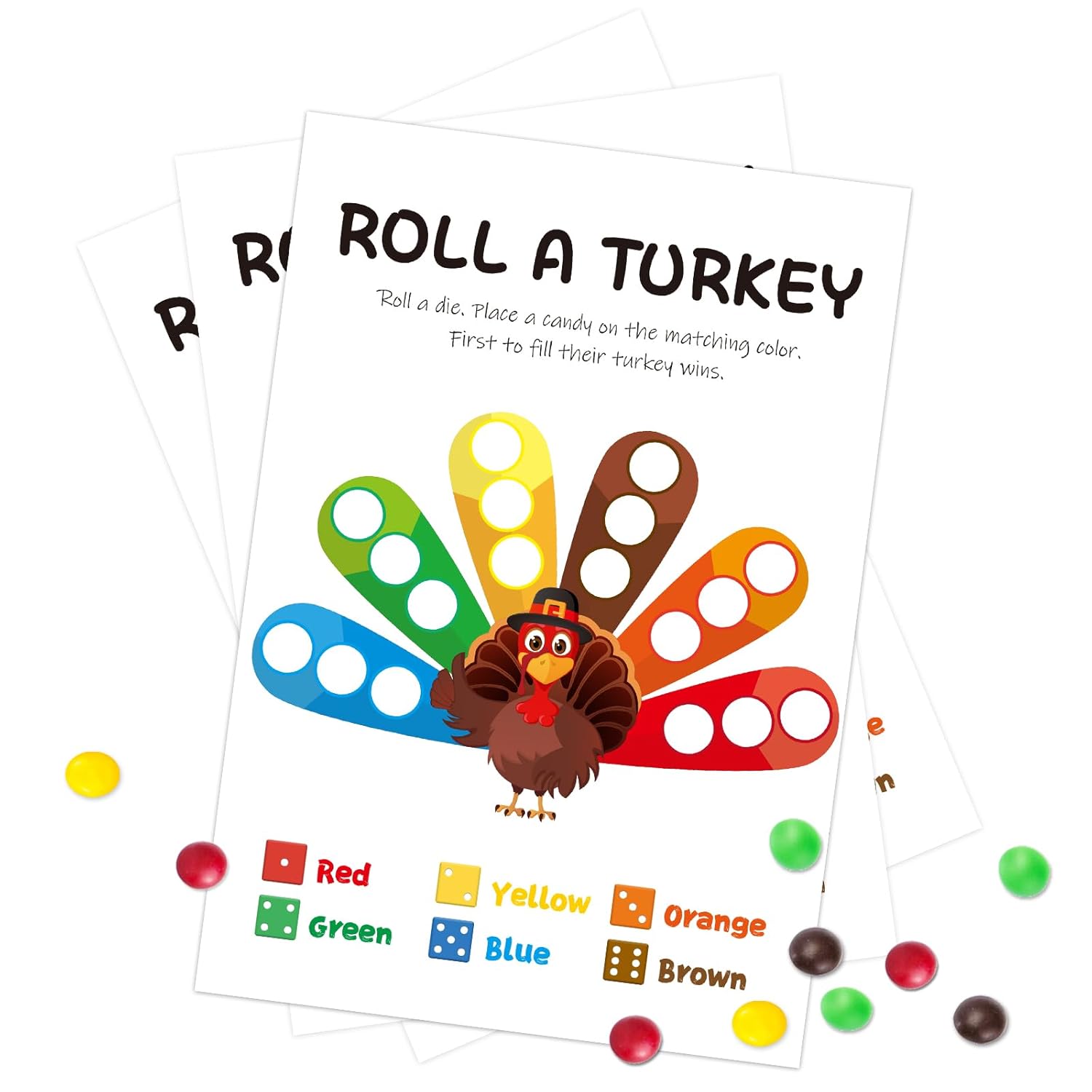 25 Player Turkey Thanksgiving Dice Game Fall Party Favor Cards Autumn Desk Game