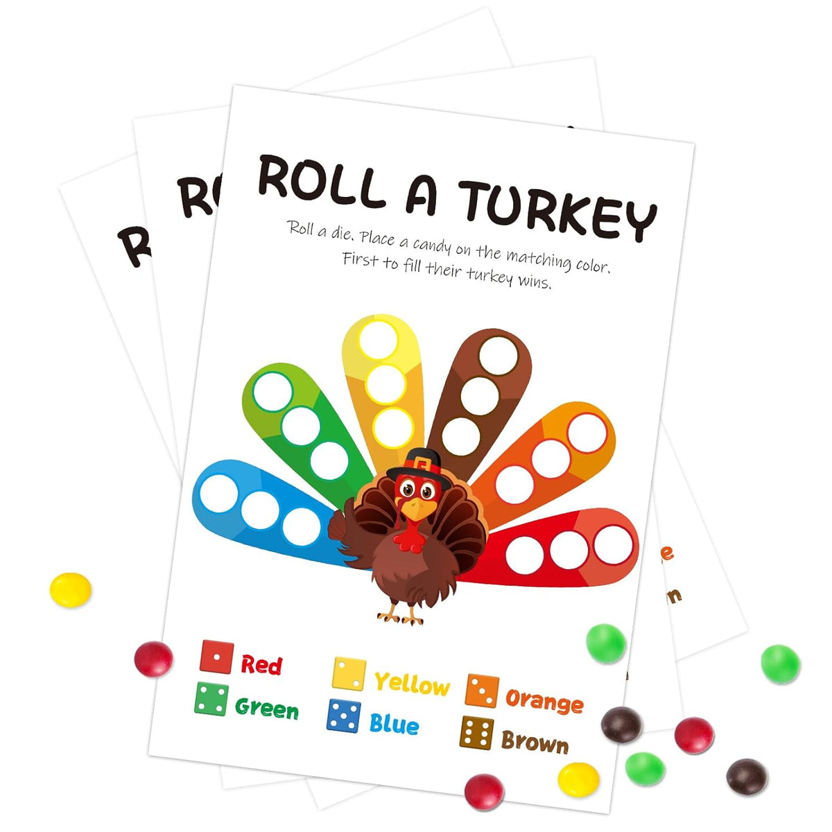 25 Player Turkey Thanksgiving Dice Game Fall Party Favor Cards Autumn Desk Game