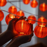 Red Lantern String Lights 9.8 Ft/3M 20 Leds Hanging Lanterns Battery Operated String Lights With Remote Control For Chin