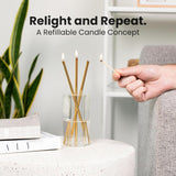 Refillable Candle Set - Unscented Paraffin Oil Candles Set With Metal Candlesticks, Glass Vase & Steel Funnel - Decorative Candles Gift Set For Home Decor, Events And Gifts