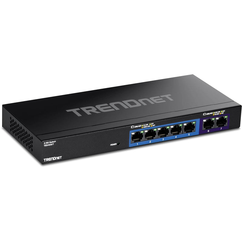 TRENDnet 7-Port Multi-Gig Switch, 5 x 1G RJ-45 Base-T Ports, 2 x 2.5G RJ-45 Po