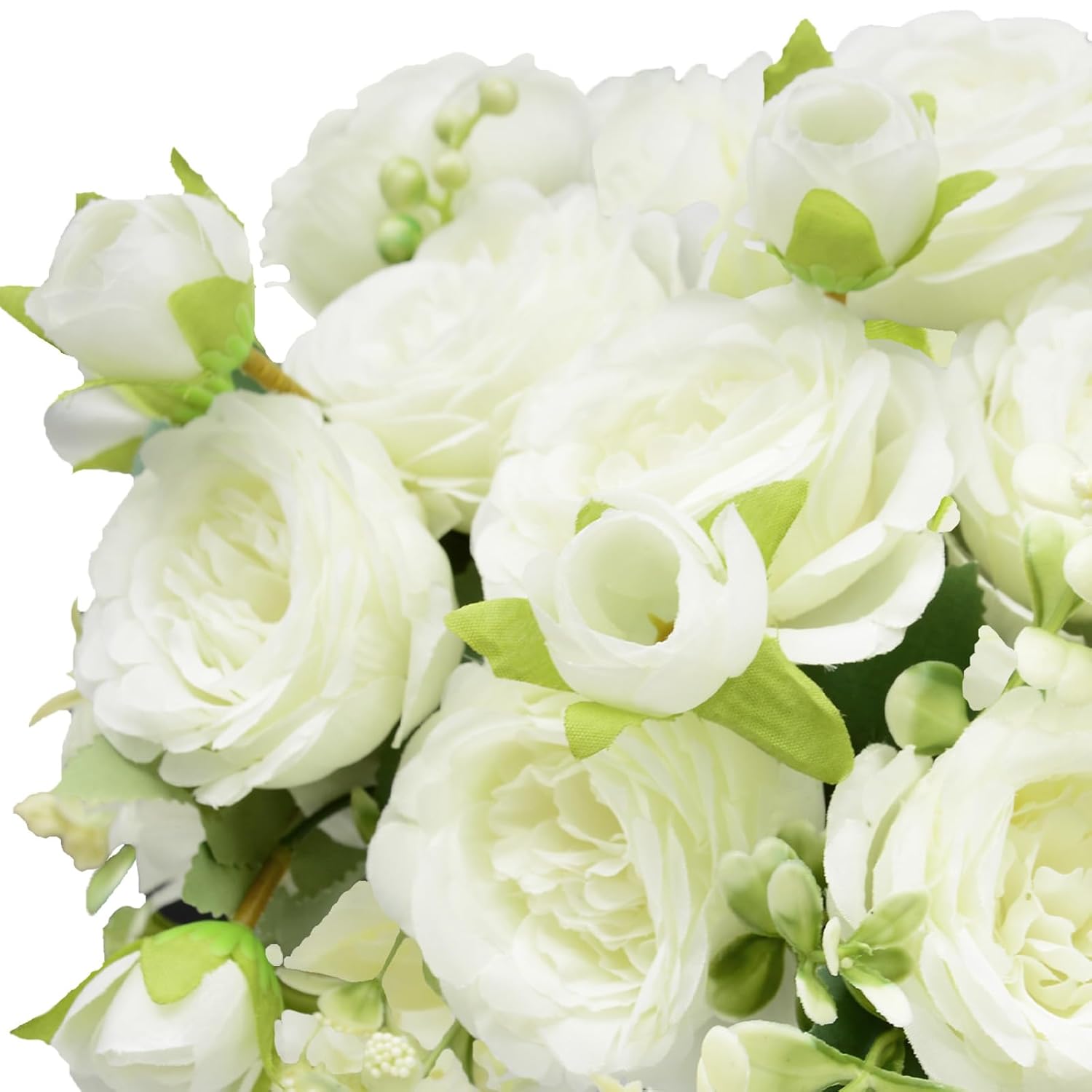2 Pack Artificial Flowers Bouquet, 10 Pcs Austin Roses Silk Flowers Heads, Fake Peonies Flower For Home Decor Table Centerpieces Wedding Bridal Bouquet Mother'S Day Valentine'S Day, White
