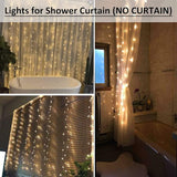 72x72 Inch Shower Curtain Fairy Lights 180 LED Battery Operated Waterproof Curtain String Lights with Hooks Indoor Outdoor Bathroom Bedroom Party Decor No Curtain Included