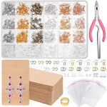 Earrings Hooks For Jewelry Making, 2000Pcs Kit With Fish Hook Earrings, Cards, Plier, Backs And Jump Ring For Earring Repair