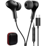 USB-C Earbuds with Mic, Bass, Noise Canceling, Magnetic, for Samsung/iPhone 15