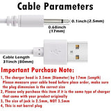 2 Pack 2.7FT USB to DC 2.5mm Charging Cable Replacement Power Cord Adapter
