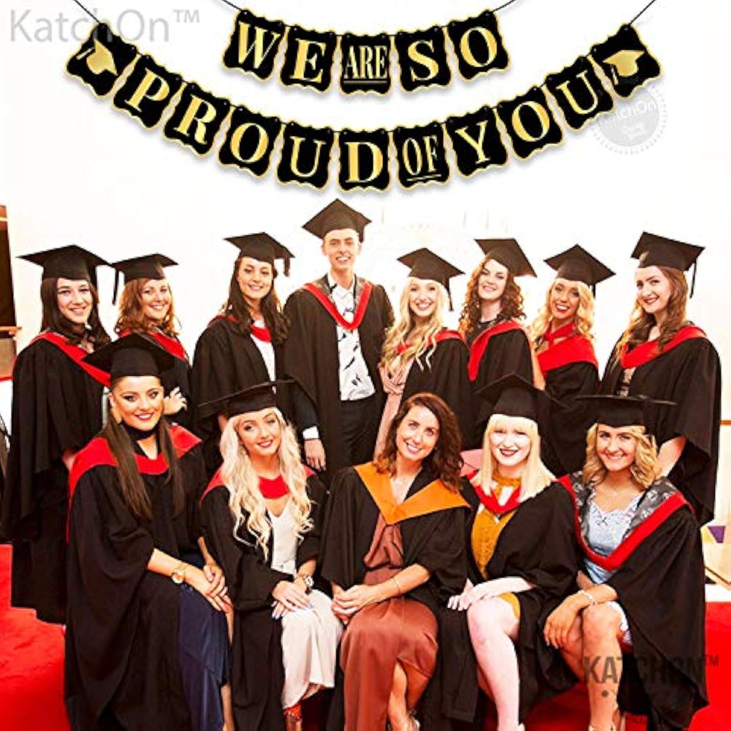 We Are So Proud Of You Banner - Large 14 Feet, No Diy | Graduation 2024 Party Decorations | Congratulations Banner, Gold And Black Class Of 2024 Decorations