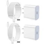 iPhone Fast Charger 2-Pack, Type C Wall Block & Long USB C to Lightning Cable