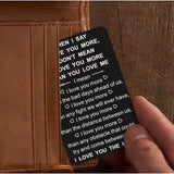 Boyfriend Gifts I Love You More Wallet Card For Him Husband Men Anniversary Birthday Valentines Christmas Gifts For Couples Long Distance Present (Black, When I Say I Love You More)