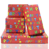 Happy Birthday Letter On Red Wrapping Paper For Kids Girls Boys Women Men, 4 Sheets Folded Flat 20X28 Inches Per Sheet, Red Gift Wrap For 1St Birthday Party Baby Shower Holiday Kindergarten And More