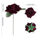 Burgundy Roses 16Pcs Artificial Velvet Roses Maroon Flowers 4.3" Burgundy Fake Flowers Dark Red Roses For Wedding Bouquet Flowers For Floral Centerpieces Home Party Decor (Burgundy)