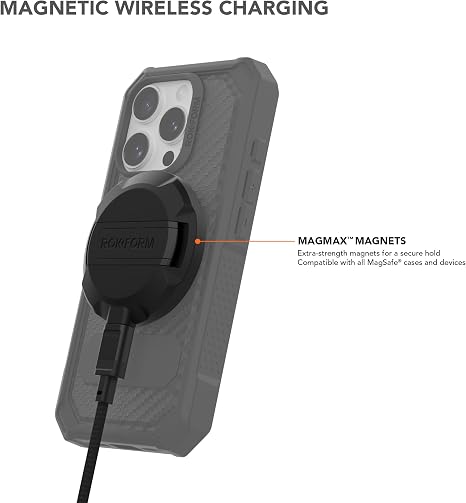 Rokform Magnetic Wireless Charger Stand with USB C Cable MagSafe Compatible 15W