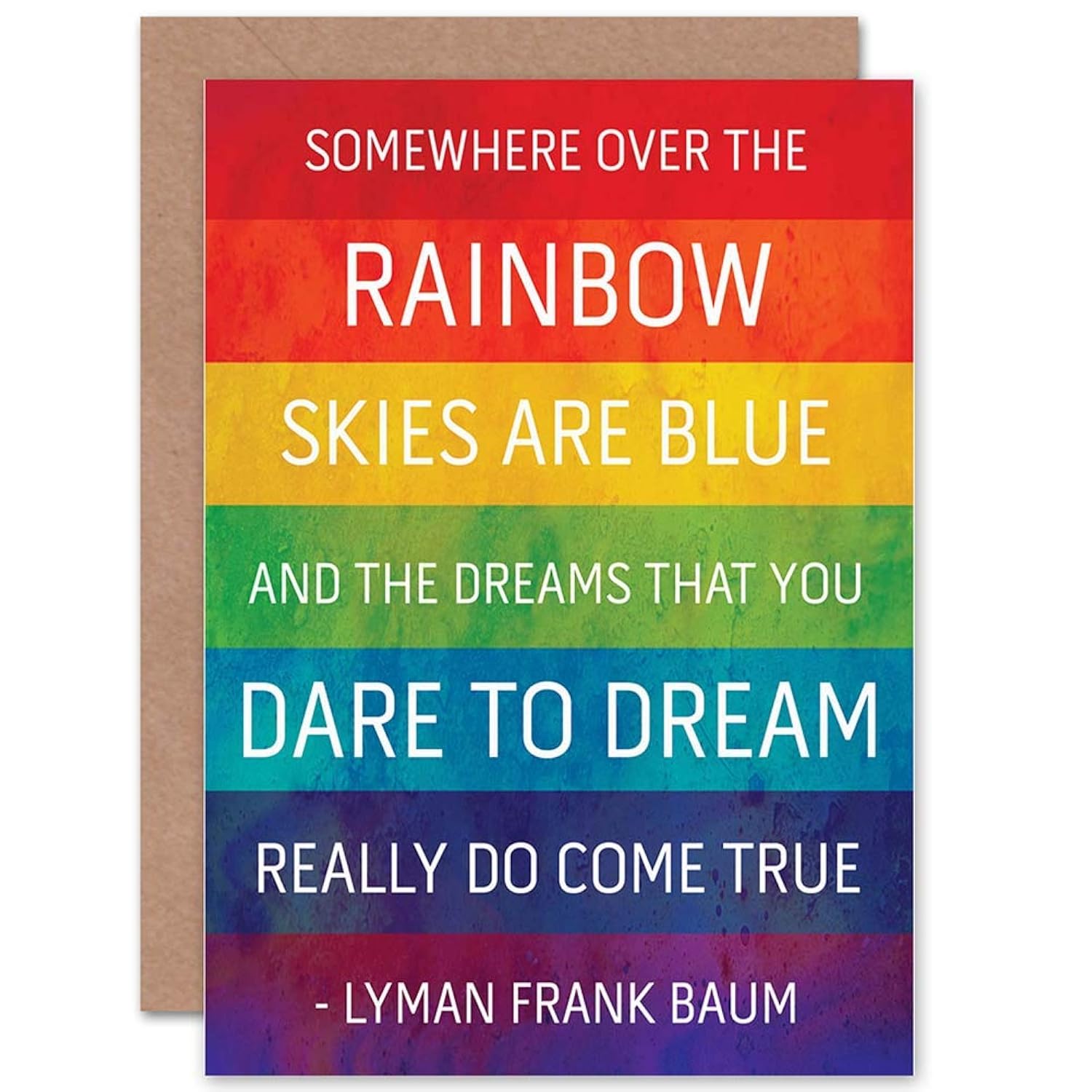 Wizard Of Oz Quote - Frank Baum - Somewhere Over The Rainbow Sealed Greeting Card Plus Envelope Blank Inside
