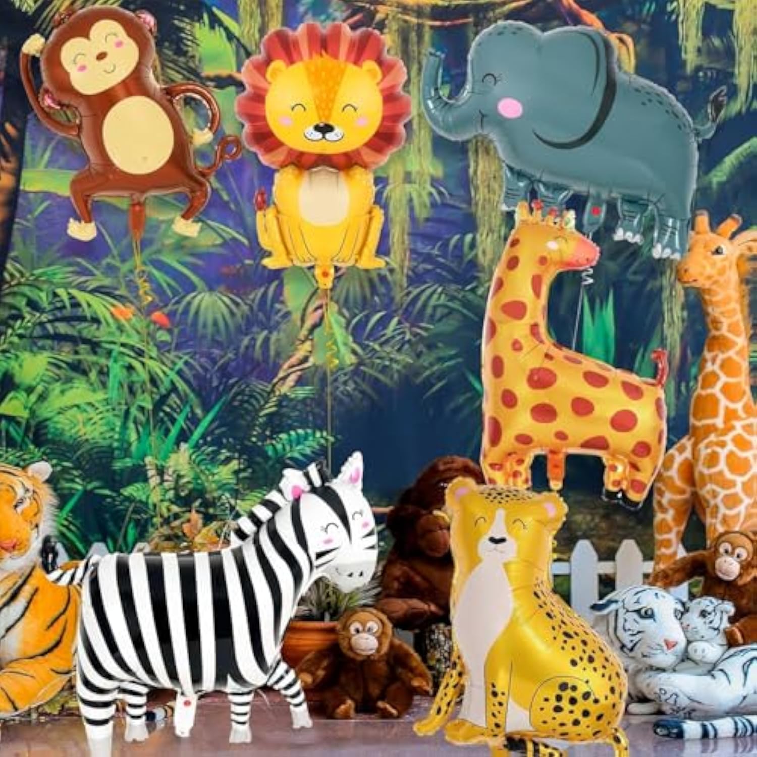 6 Pack Safari Animal Foil Balloons Jungle Zoo Theme Birthday Party Decorations