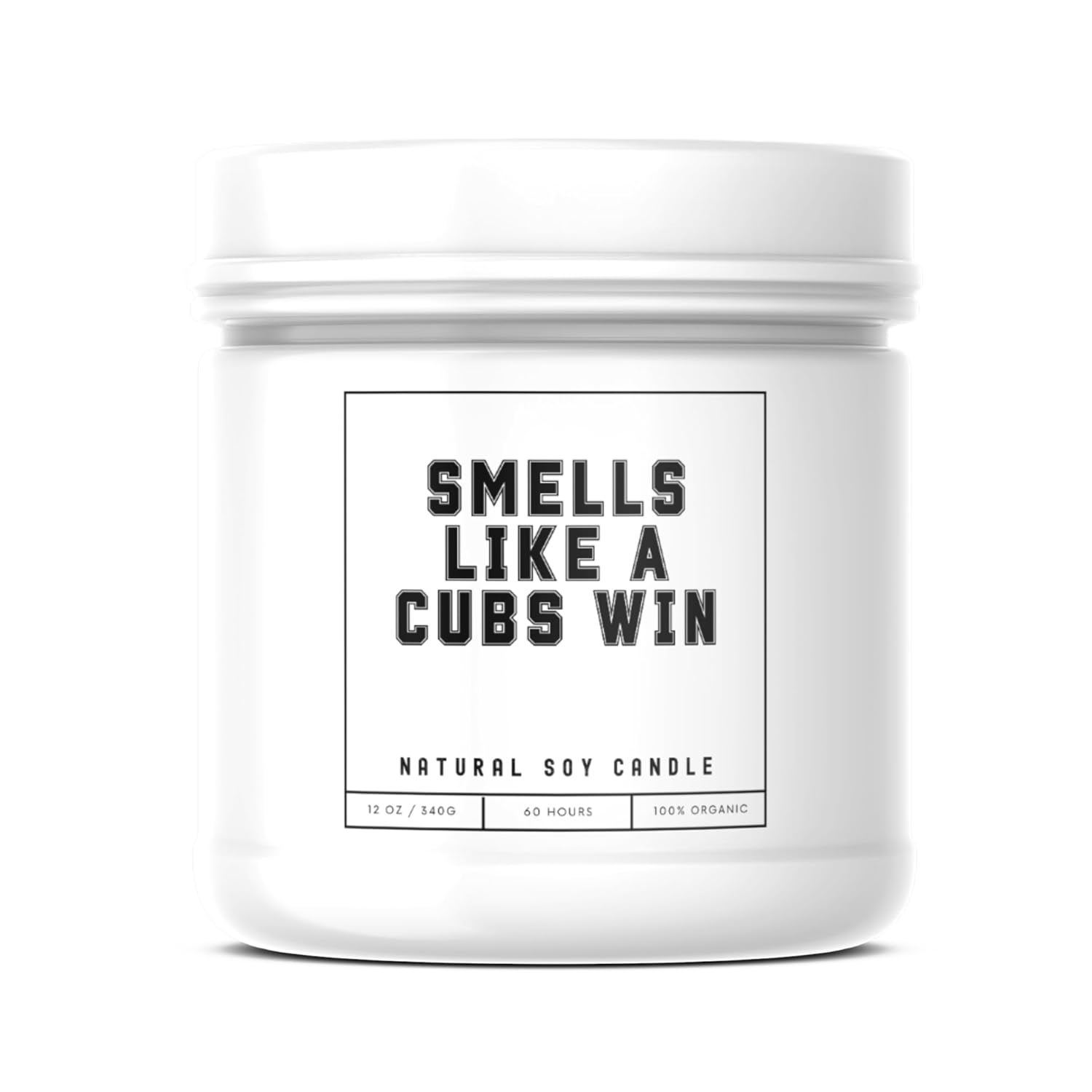 Smells Like A Chi-Cubs Win Sports Candle - Scented Soy Wax Candle (8.0 Oz) 50-60 Hour Burn Time, Cotton Wick, Frosted White Glass Jar, (Vanilla)
