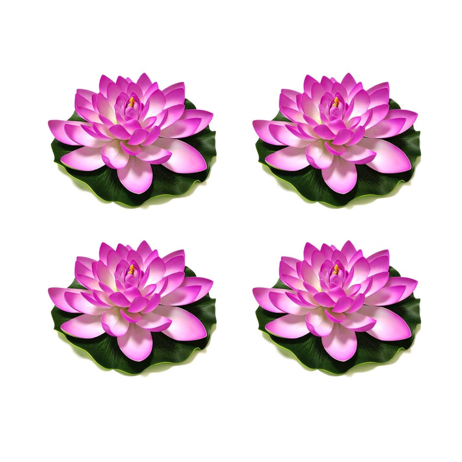 4Pcs Large Artificial Floating Lotus Flowers, Home Garden Pond Aquarium Wedding Decor (7Inch) (Purple)