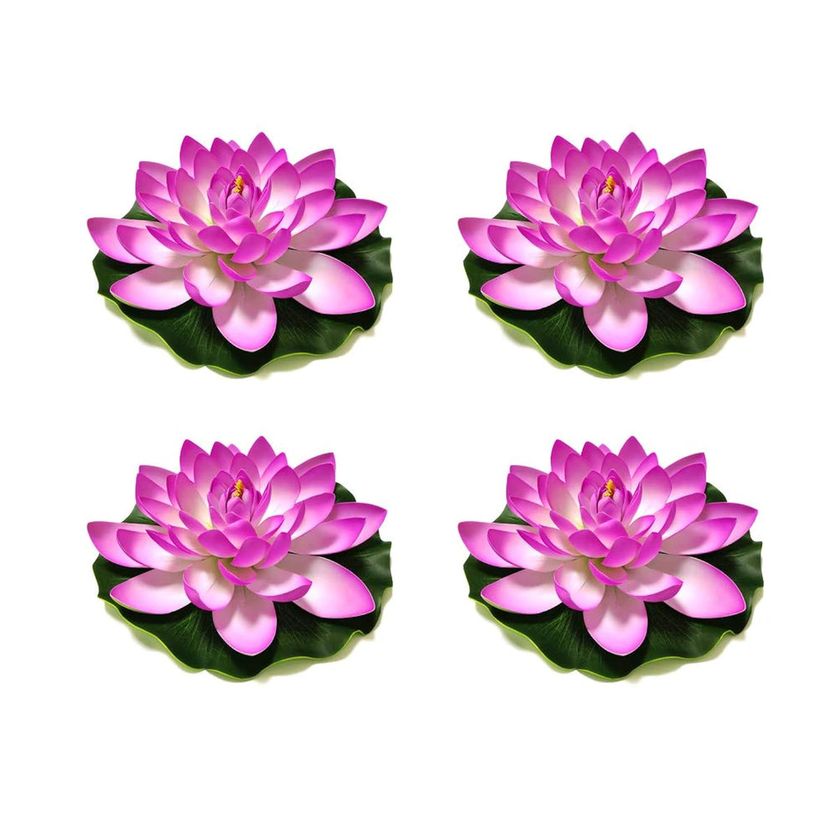 4Pcs Large Artificial Floating Lotus Flowers, Home Garden Pond Aquarium Wedding Decor (7Inch) (Purple)