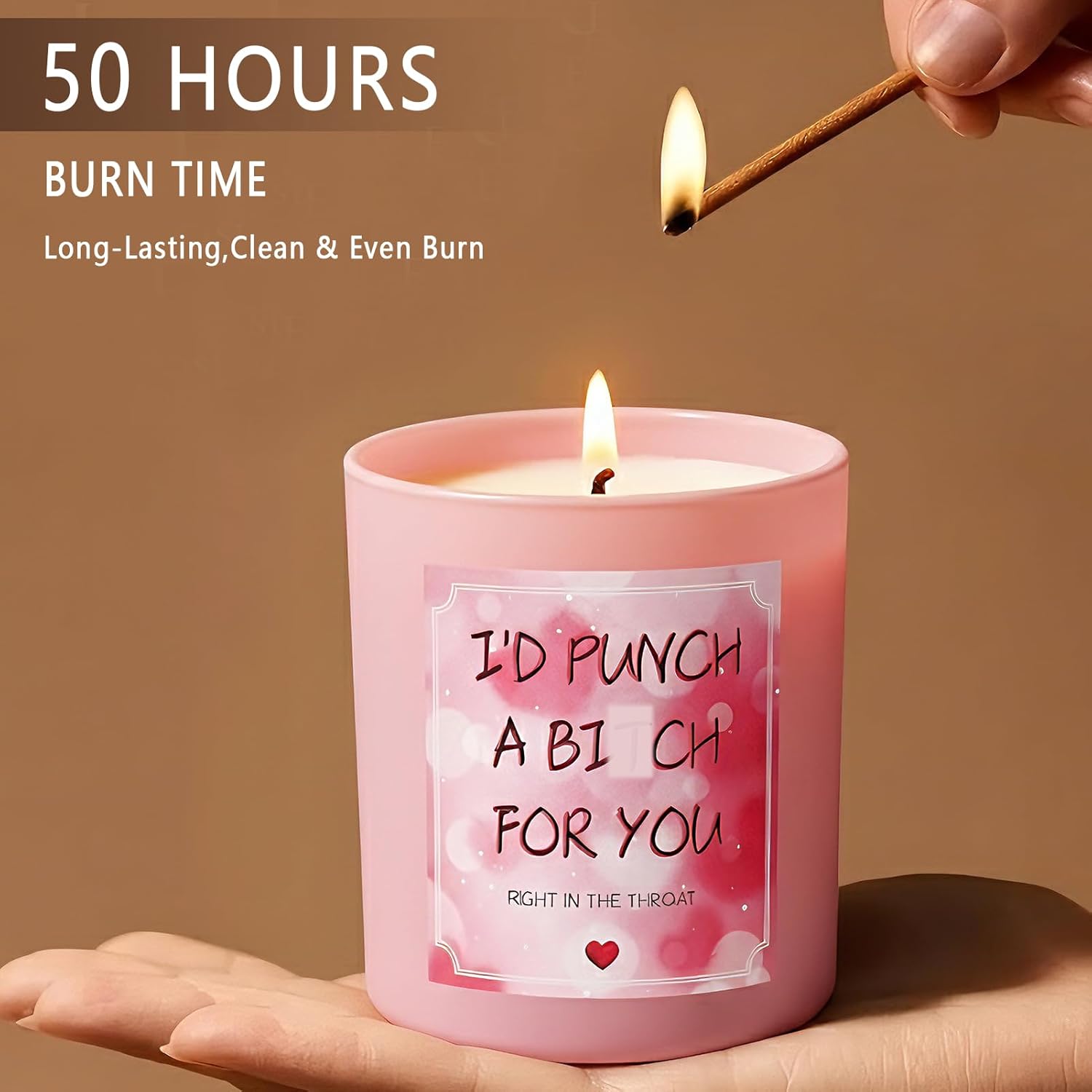 Birthday Gifts For Women, Large Gardenia Scented Candle Gifts For Her Girlfriend & Mothers Day,Sister Gift For Sisters, Funny Friendship Gift,Christmas Stocking Stuffers(Pink)