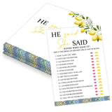 Blue Tiles And Lemons He Said She Said Game For 30 Guests With Game Cards, Lemons Bridal Shower Game, Modern Bridal Shower Decorations, Wedding Shower Or Bachelorette Party Supplies - 02