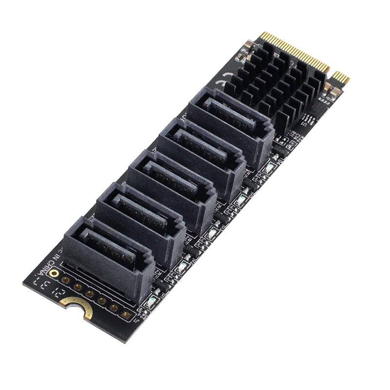 Ngff Nvme M-Key Pci Express To Sata 3.0 6Gbps 5 Ports Adapter Converter Hard D