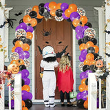 124Pcs Halloween Balloon Arch Kit - Includes Spider Webs for Indoor & Outdoor Party Decor