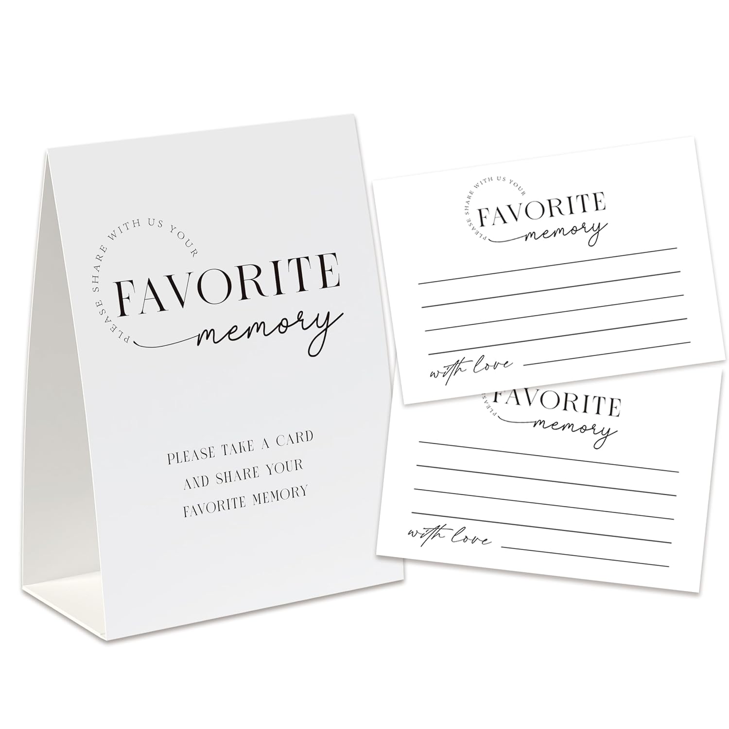 Share A Memory Sign And Cards, Funeral Memorial Cards, Minimalist Share A Memory Set For Celebration Of Life, Birthday Party, Funeral,Graduation,Bridal Shower, Wedding, Keepsake Cards-Sam05