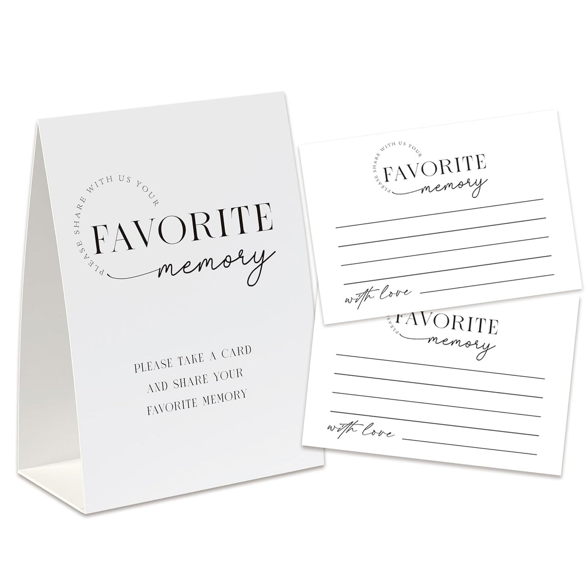 Share A Memory Sign And Cards, Funeral Memorial Cards, Minimalist Share A Memory Set For Celebration Of Life, Birthday Party, Funeral,Graduation,Bridal Shower, Wedding, Keepsake Cards-Sam05
