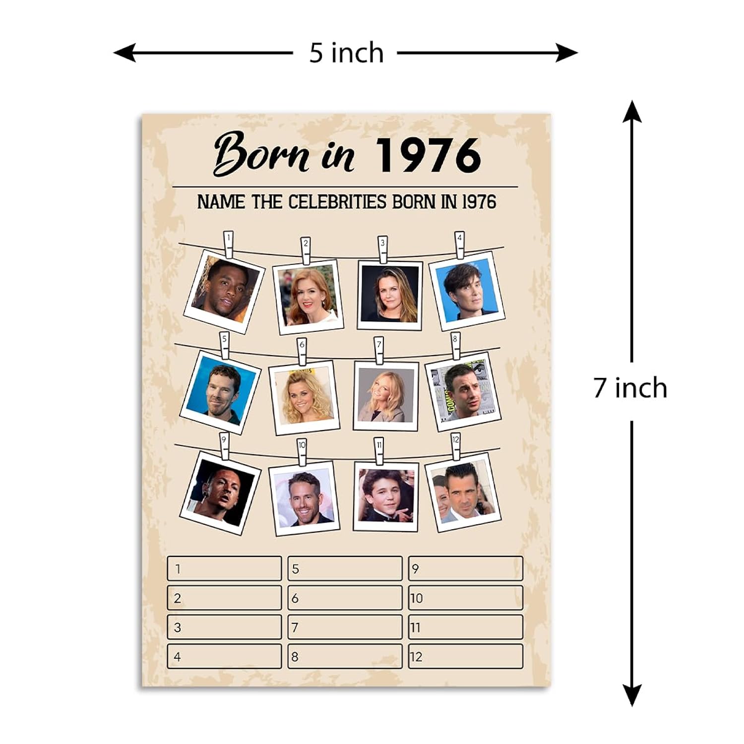50Th Birthday Party Games, Set Of 2 Activities For 15 Guests, Born In 1976 Games Bundle, Birthday Party Supplies For Adults, Pack Of 30 Cards