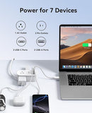65W GaN Travel Power Strip 3 Outlets 4 USB Ports USB C 4FT Flat Plug Extension Cord White