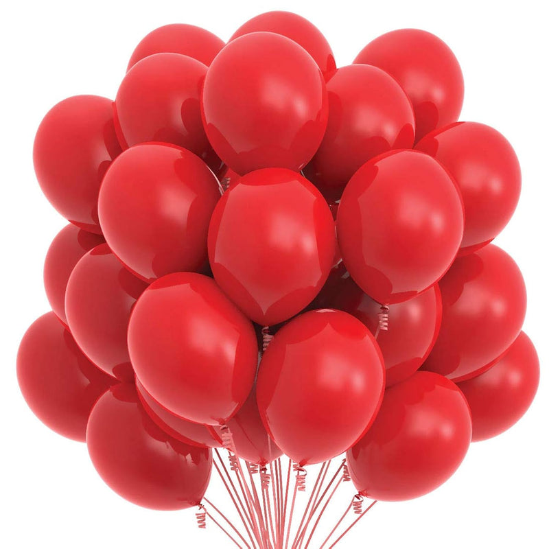 75 Red Party Balloons 12 Inch Red Balloons With Matching Color Ribbon