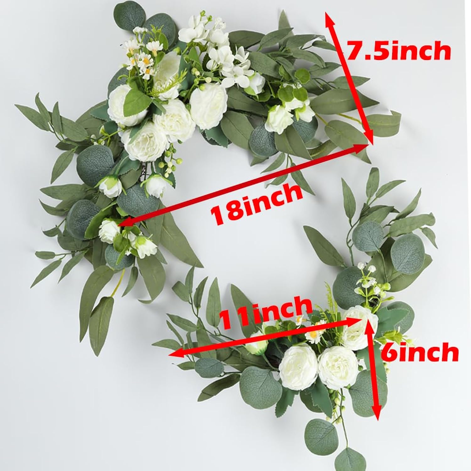 2Pcs Artificial Wedding Arch Flowers For Wedding Sign, Floral Swag Dusty Decor For Reception Ceremony Backdrop(Willow Leaves-Peony-White)