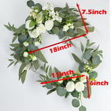 2Pcs Artificial Wedding Arch Flowers For Wedding Sign, Floral Swag Dusty Decor For Reception Ceremony Backdrop(Willow Leaves-Peony-White)
