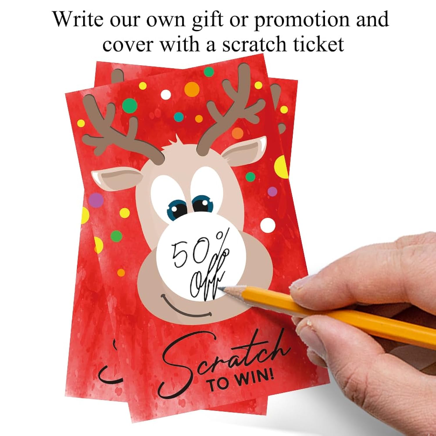 50 Pack Christmas Theme Scratch Off Game - Diy Elk Scratch Card For Baby Shower, Birthday Party, Lottery Group Games, Raffle Tickets, Party Activities And Ideas
