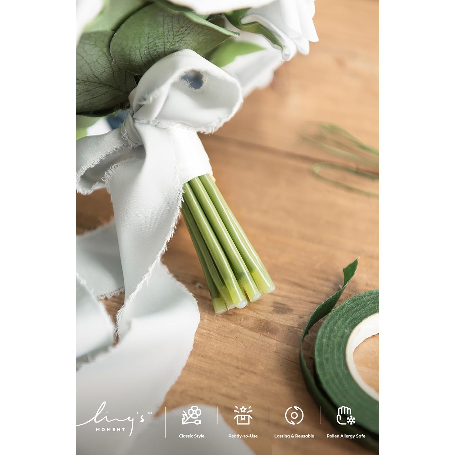 Green Tubing Roll For Bundling Artificial Flower Stems?19.6Ft Tubing For Wedding Bouquets Boutonnieres Corsage And Floral Arrangement