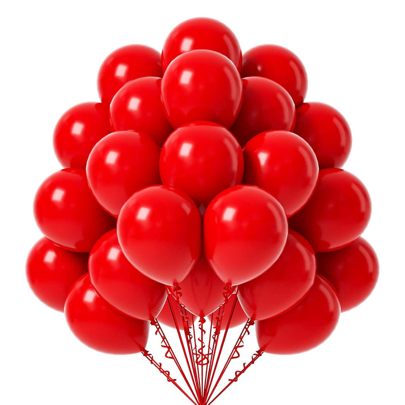 Red Balloons 12 Inch, 50 Pack Red Latex Party Balloons Helium Quality