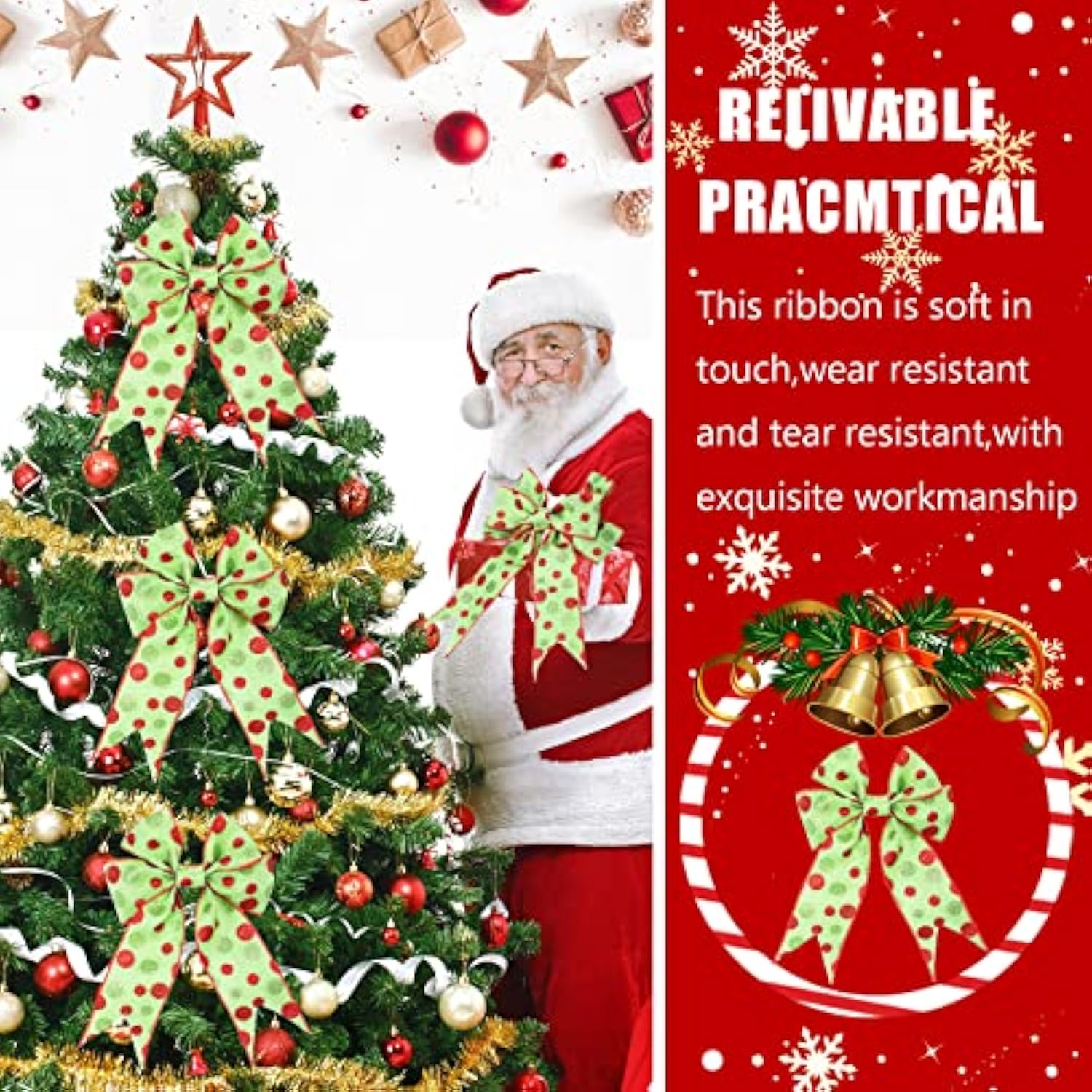 4 Rolls 40 Yard Christmas Glitter Ribbons For Crafts Christmas Ribbon