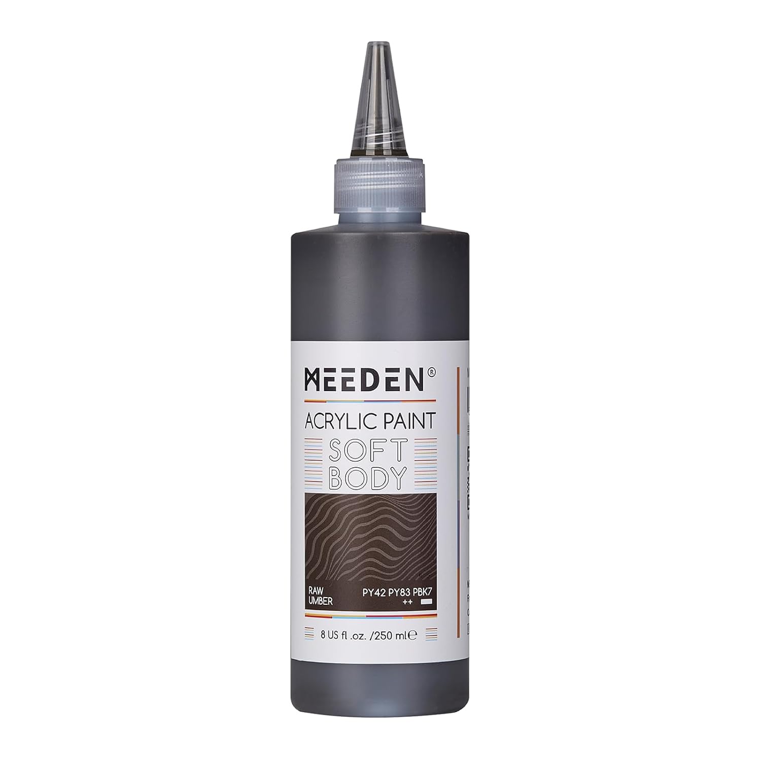 Raw Umber Acrylic Paint: Matte Finish 250Ml/8.45Oz Soft Body Bulk Acrylic Colors In Ergonomic Bottle - Fluid Flow Art Paints For Artists Canvas Painting