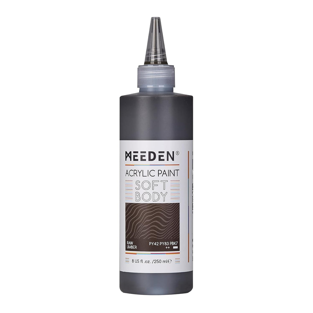 Raw Umber Acrylic Paint: Matte Finish 250Ml/8.45Oz Soft Body Bulk Acrylic Colors In Ergonomic Bottle - Fluid Flow Art Paints For Artists Canvas Painting