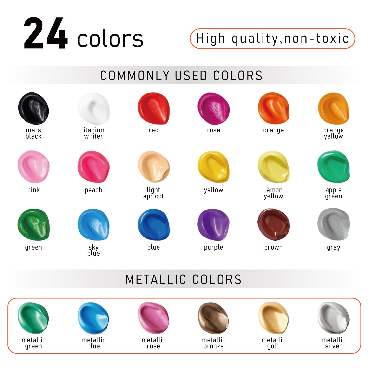 Bulk Acrylic Paint Set 24 Colors (2Oz/Bottle) With 10 Brushes Acrylic Paints For Canvas Painting Craft Paint Set Art Paint