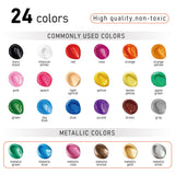 Bulk Acrylic Paint Set 24 Colors (2Oz/Bottle) With 10 Brushes Acrylic Paints For Canvas Painting Craft Paint Set Art Paint