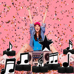 8 Pack Music Notes Honeycomb Centerpieces Musical Party Decorations Music Notes Silhouette Table Toppers For 1950'S 60S 70S 80S Birthday Party Decorations