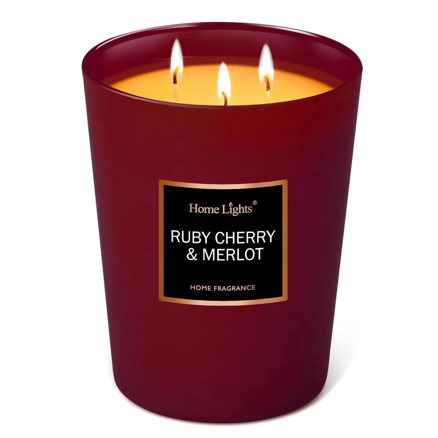 Homelights Scented Candles - Large Jar Aromatherapy, Natural Soy Wax, 130 Hour Long Burning, Ruby Cherry & Merlot