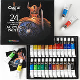 24 X 12Ml Acrylic Paint Set | Value Beginner Set For Starters Or Adult Artists | Quality Intense Colors | Smooth To Use On Range Of Surfaces | In Neat Presentation Box