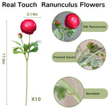 Ranunculus Artificial Flowers, 10Pcs Fake Silk Ranunculus Flowers Faux Flower Bouquet For Wedding Bouquets Centerpieces Vase Home Table Kitchen Decorations(Hot Pink)
