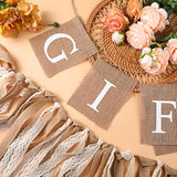 2 Pcs Boho Burlap Banner Baby Shower Decorations Set Include Rustic Gift Banner Decor Bunting Sign Bunting Gifts Sign Burlap Lace Tassel Garland Rag Garland Tie For Party Wedding Bridal Farmhouse
