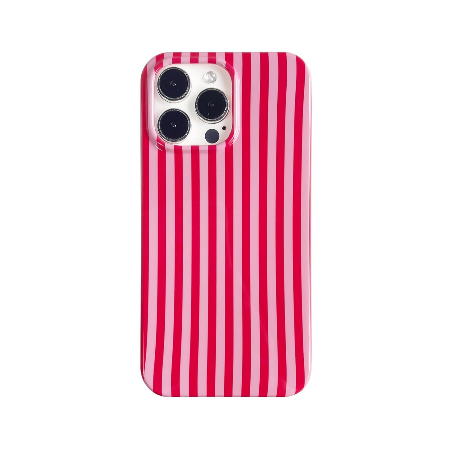 Cute Striped Phone Case Compatible With Iphone 16 Pro 6.3",Aesthetic Trendy Retro Stripe Pattern Chic Pretty Stylish Protective Girls Women Cover For Iphone 16Pro-Red Pink