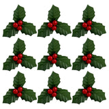20 Pcs Christmas Holly Berries Faux Berry Flowers With Leaves Xmas Berry Picks Christmas Wreath Branches Christmas Vase Fillers Red
