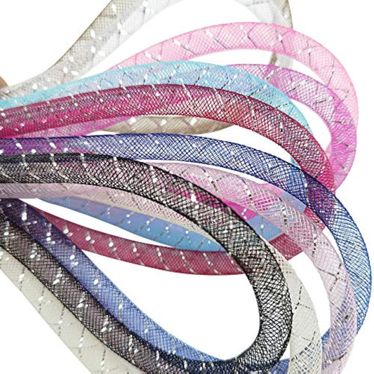 Assorted 13 Colors 26Yards Solid Mesh Tube Deco Flex For Wreaths Craft