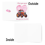 Tractor Valentine Cards, Cute Be My Valentine Card, For My Valentine Sweetheart, Anniversary Greeting, Galantine For Friends, Blank Inside (I Love You More)