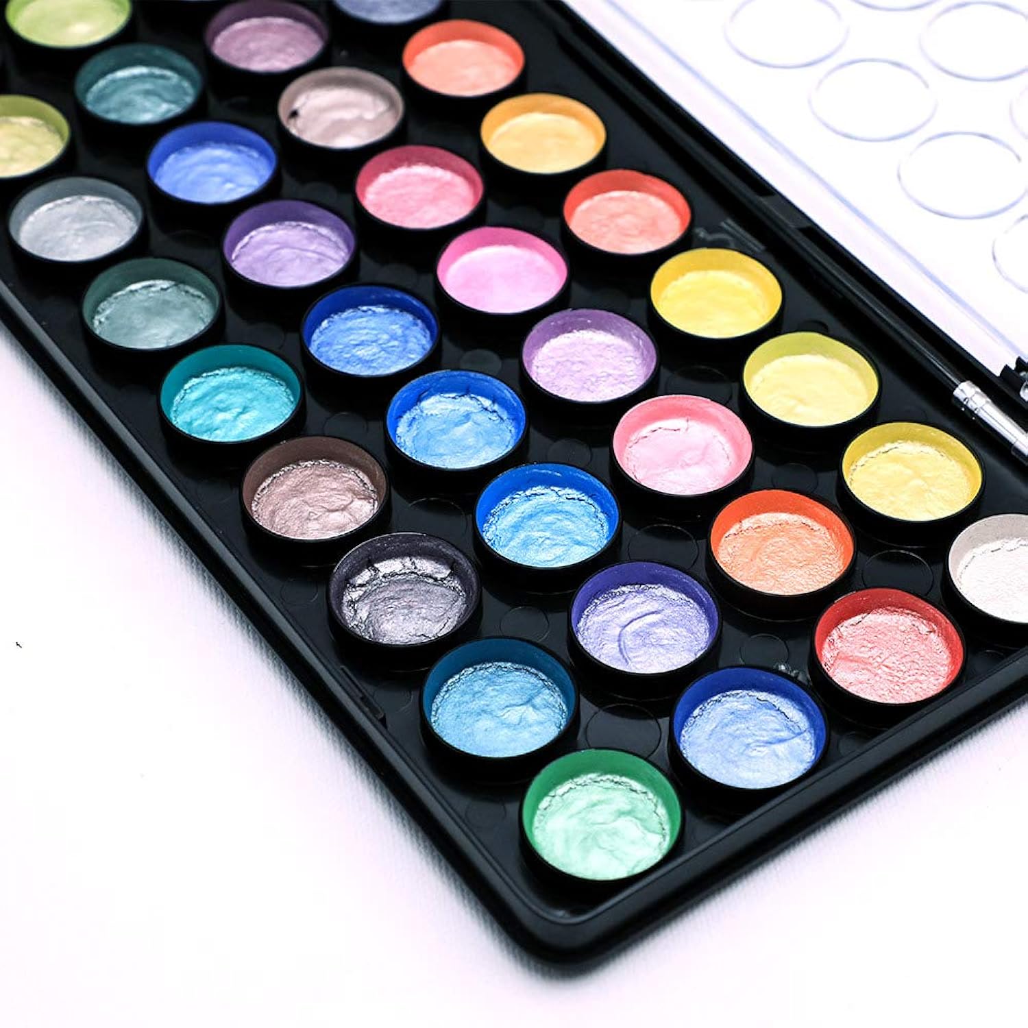 Signature Metallic Watercolor Set, 37 Piece Pearl Paint, 36 Vibrant Colors, 1 Paint Brush